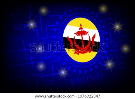 Flag of brunei on a background of technology.