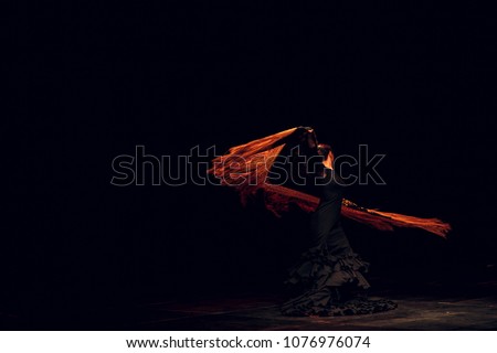 Flamenco. Performance on stage. Royalty-Free Stock Photo #1076976074