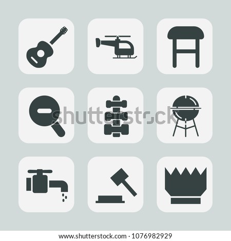 Premium set of fill icons. Such as sink, chair, rock, transportation, modern, helicopter, gym, water, transport, aviation, tap, air, home, fitness, faucet, flight, musical, interior, barbecue, royal