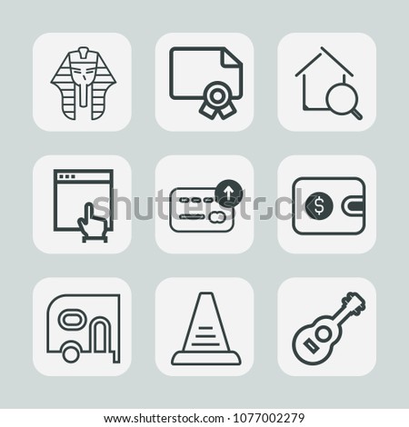 Premium set of outline icons. Such as archeology, web, finance, real, estate, award, template, currency, egypt, art, success, step, business, online, website, culture, transportation, musical, white