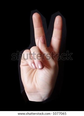 letter K in alphabet of sign language for the deaf