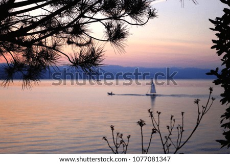 Boat on the Adriatic Sea at dawn