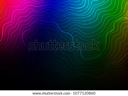 Dark Multicolor, Rainbow vector indian curved background. An elegant bright illustration with lines in Natural style. Hand painted design for web, wrapping, wallpaper.