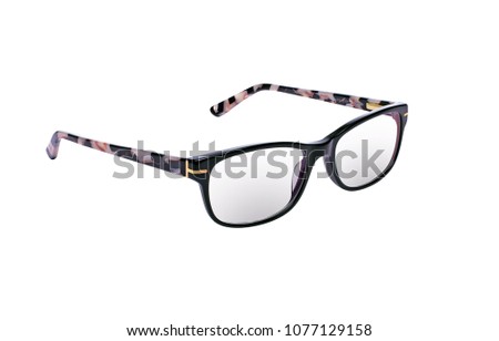 optical glasses on white isolated Royalty-Free Stock Photo #1077129158