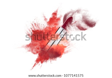 red lipstic with blow of colors Royalty-Free Stock Photo #1077141575