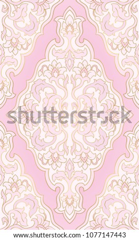 Oriental abstract pattern. Vector pink template for textile, shawl, carpet. Colorful ornament.