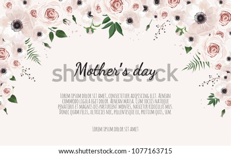 Mother s day greeting card with flowers background.
