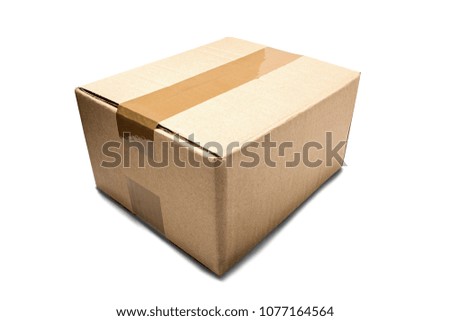 cardboard boxes on isolated white background. Parcel with empty space for your text. Pattern for delivery or post service.
