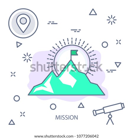 Mission Modern flat color line vector icon