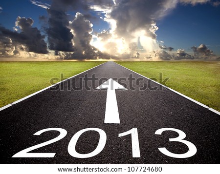 road to the 2013 new year and  sunrise background Royalty-Free Stock Photo #107724680