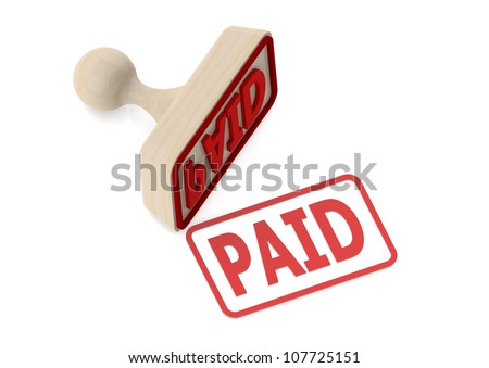Wooden stamp with paid word