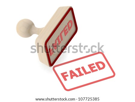 Wooden stamp with failed word