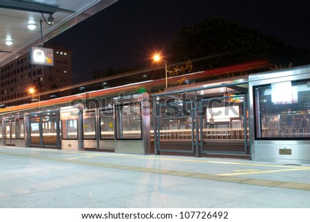 moving car with blur light through the BRT in guangzhou at night Royalty-Free Stock Photo #107726492