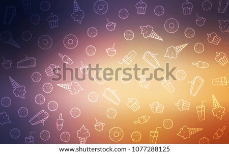 Light Pink, Yellow vector background with tasty sweets. Beautiful colored illustration with candies in doodle style. Template of children's food in cafe.