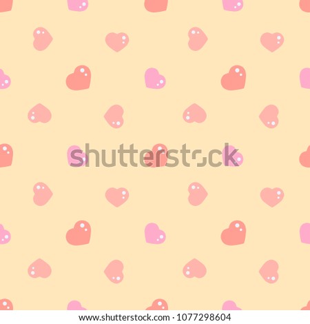 Funny pastel hearts vector simple seamless pattern.