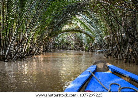 Crossing a canal at My Tho (Mekong River Delta), Vietnam, in a row boat