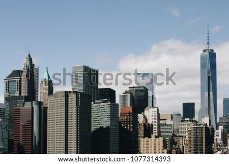 Amazing skyline of Manhattan New York a amazing sunny day.