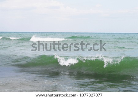 Sea waves are green. Marine background.