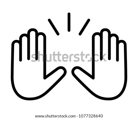 Raising hands to celebrate line art vector icon for apps and websites Royalty-Free Stock Photo #1077328640