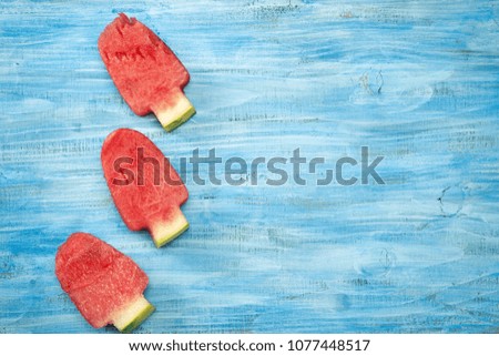 Flat lay of watermelon pieces