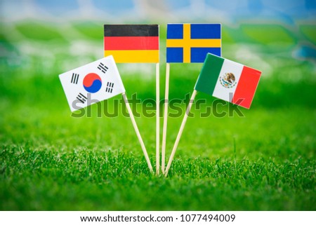 Group F -  National Flags of Germany, Mexico, Sweden, Korea Republic, South Korea Royalty-Free Stock Photo #1077494009