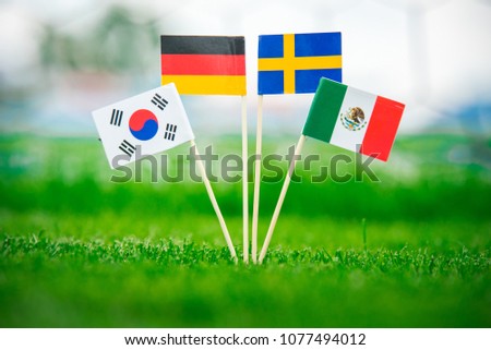 Group F -National Flags of Germany, Mexico, Sweden, Korea Republic, South Korea Royalty-Free Stock Photo #1077494012