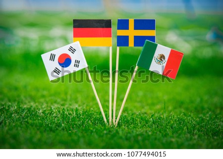 Group F - National Flags of Germany, Mexico, Sweden, Korea Republic, South Korea Royalty-Free Stock Photo #1077494015