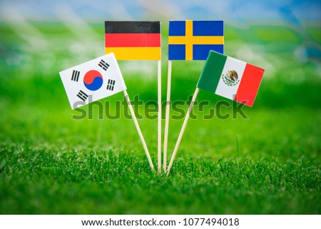 Group F -National Flags of Germany, Mexico, Sweden, Korea Republic, South Korea Royalty-Free Stock Photo #1077494018