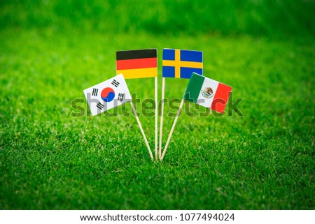 Group F National Flags of Germany, Mexico, Sweden, Korea Republic, South Korea Royalty-Free Stock Photo #1077494024