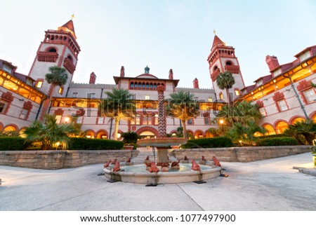 St Augustine Flagler College as seen at sunset, Florida.