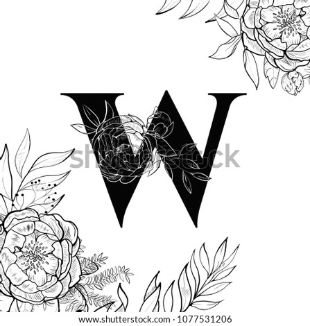 Flower alphabet letter W pattern