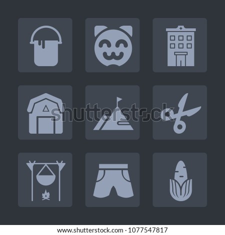 Premium set of fill icons. Such as home, bonfire, happy, kitty, building, interior, nature, house, cut, kitten, cat, business, food, element, man, real, girl, farming, painter, shorts, wall, flame