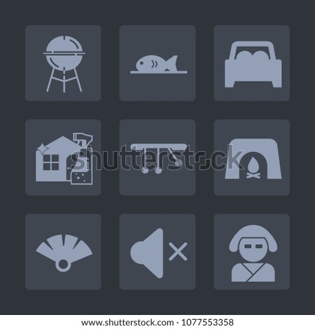 Premium set of fill icons. Such as coffee, fan, grilled, home, seafood, traditional, house, clean, pendulum, grill, automobile, cooking, barbecue, geisha, pizza, transportation, hot, bbq, meat, asian