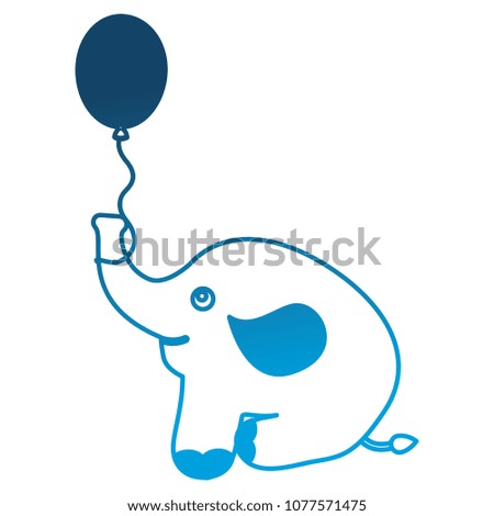 cute baby elephant sitting with balloon