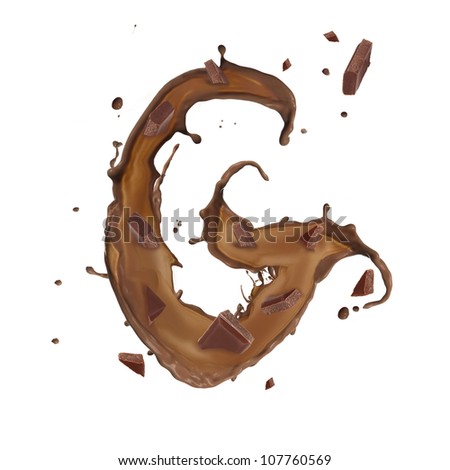 Chocolate splash letter isolated on white background