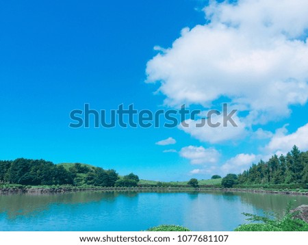 blue lake and sky