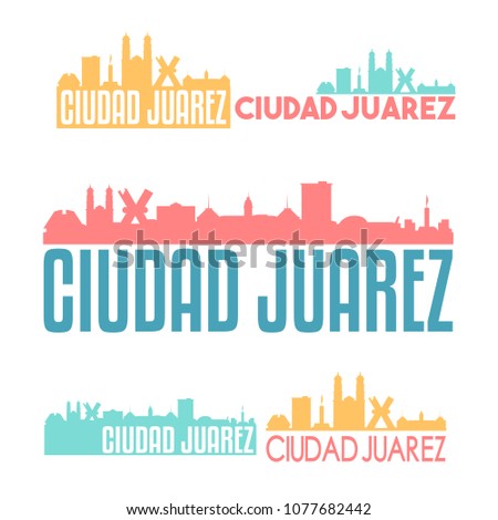 Ciudad Juarez Mexico Flat Icon Skyline Vector Silhouette Design Set Logos.