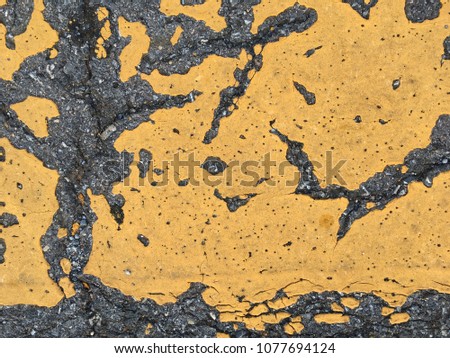 Old crack dirty yellow cement floor texture and background