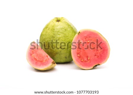 Fresh pink guava fruit isolated on white background