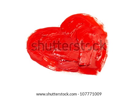 Red heart love. Art paints.