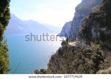 Trail of Ponale in Riva del Garda, Italy.