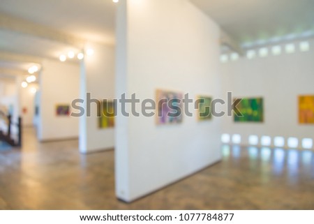 Abstract blur modern contemporary art gallery interior background