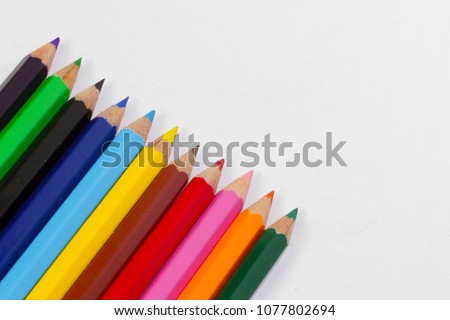Stock image of color pencils on a plain white background