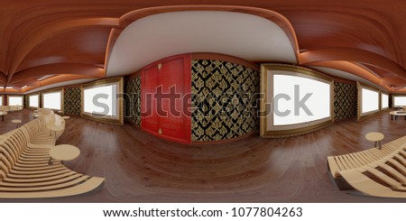 3d illustration spherical 360 vr degrees, a seamless panorama of the room and the room of thai style design with clipping mask (3D rendering)