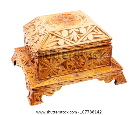 Closed jewelry box on a white background.