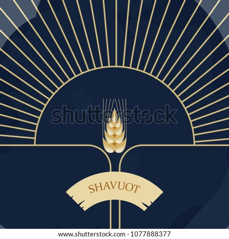 Decorative grain ears to create design compositions. The Jewish holiday of Shavuot. Symbols of the harvest and agriculture. Golden ears of wheat will decorate your product.