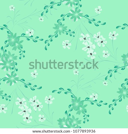 Little Flowers. Seamless Pattern with Cute Daisy Flowers and Pansies. Trendy Texture in Rustic Style for Linen, Textile, Wallpaper. Vector Spring Rapport.