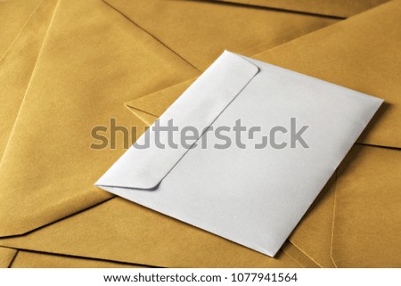 white clean envelope on kraft paper envelopes background
