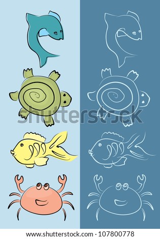 marine animals set