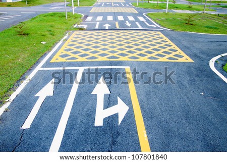 small road and traffic markings